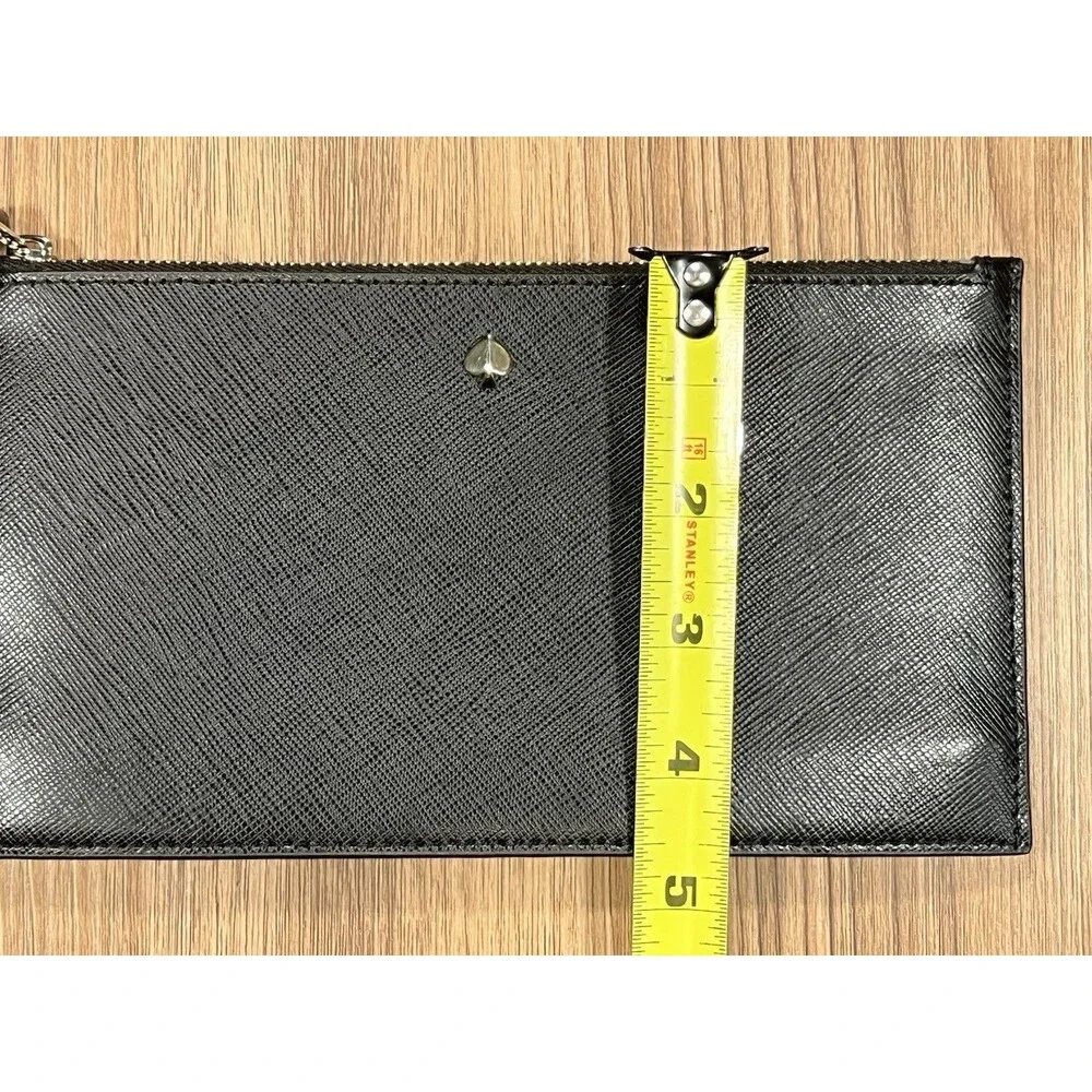 Kate Spade New York Wristlet Pouch Wallet Black, Pink Interior